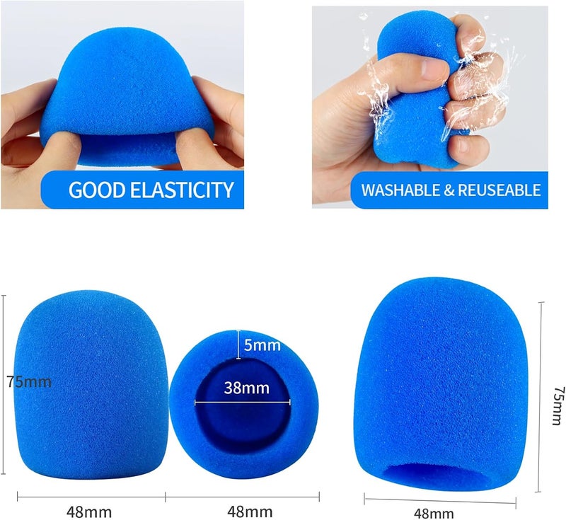 Comemela Pop Filter for Microphone Foam Microphone Covers Disposable Mic Covers for Microphones, 20Pcs Colorful Mic Windscreen Reusable Mic Foam Covers (Black) - Image 3